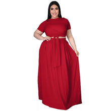 Load image into Gallery viewer, 2 piece Skirt Set-Red Plus Size