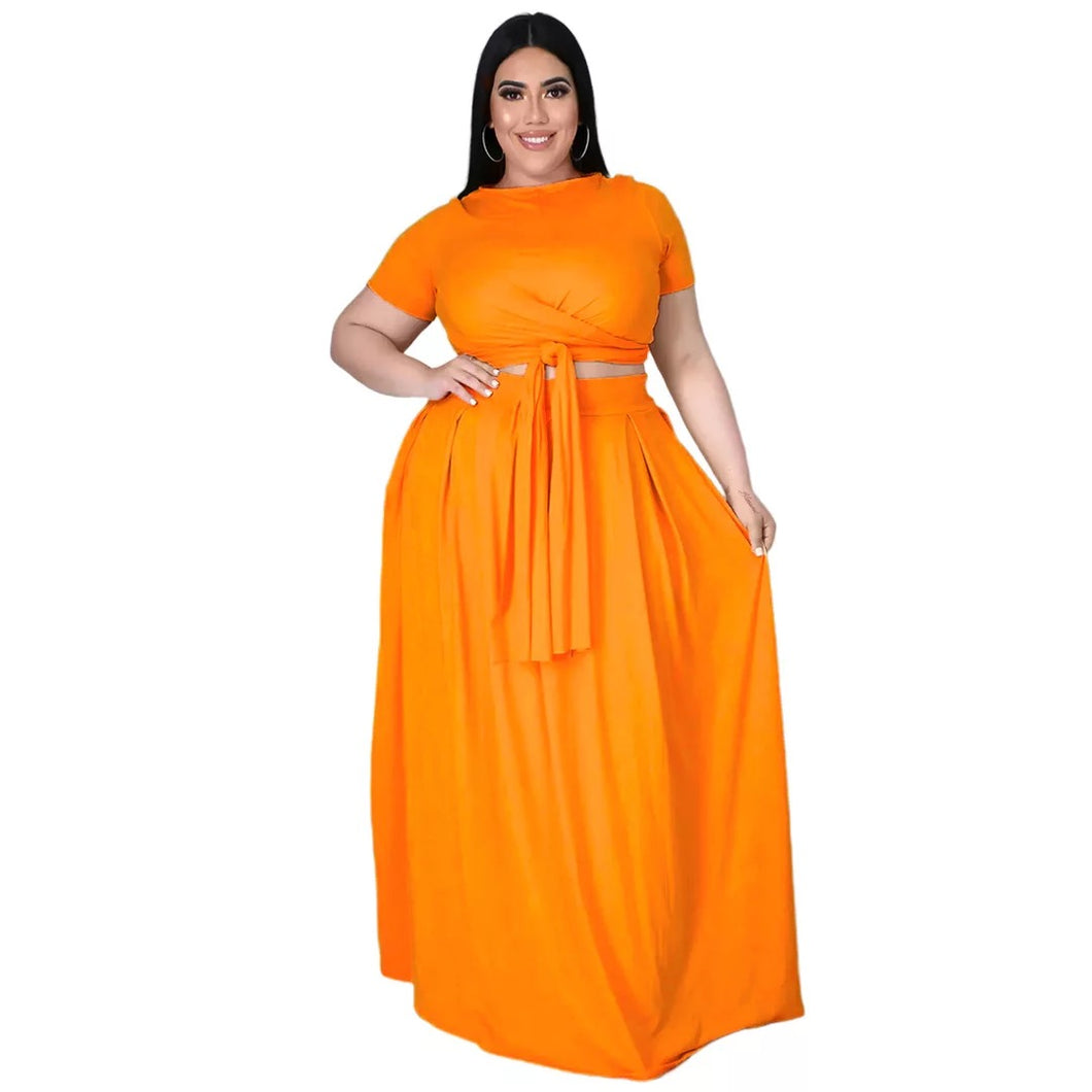 2 Piece Skirt Set-Orange