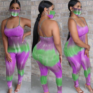 Tie Dyed Jumpsuit-Purple and Green